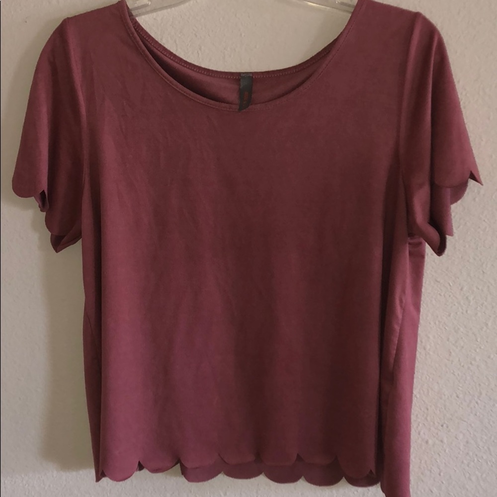 Short sleeve suede top